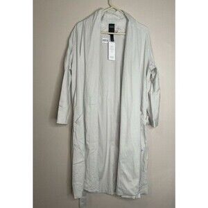 NWT Eileen Fisher Twill Side-Tie Trench Bone Wrap Elagant Coat Women Size M